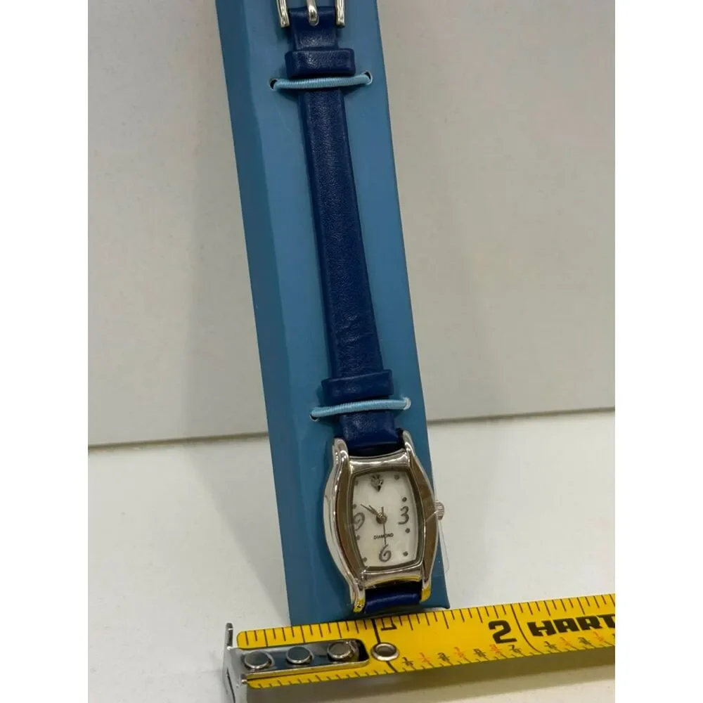 Vintage Avon Diamond Accent Watch With Mother Of Pearl Dial Navy NIB Untested